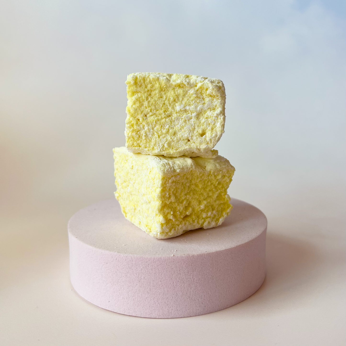 Lemon flavoured handmade vegan marshmallow