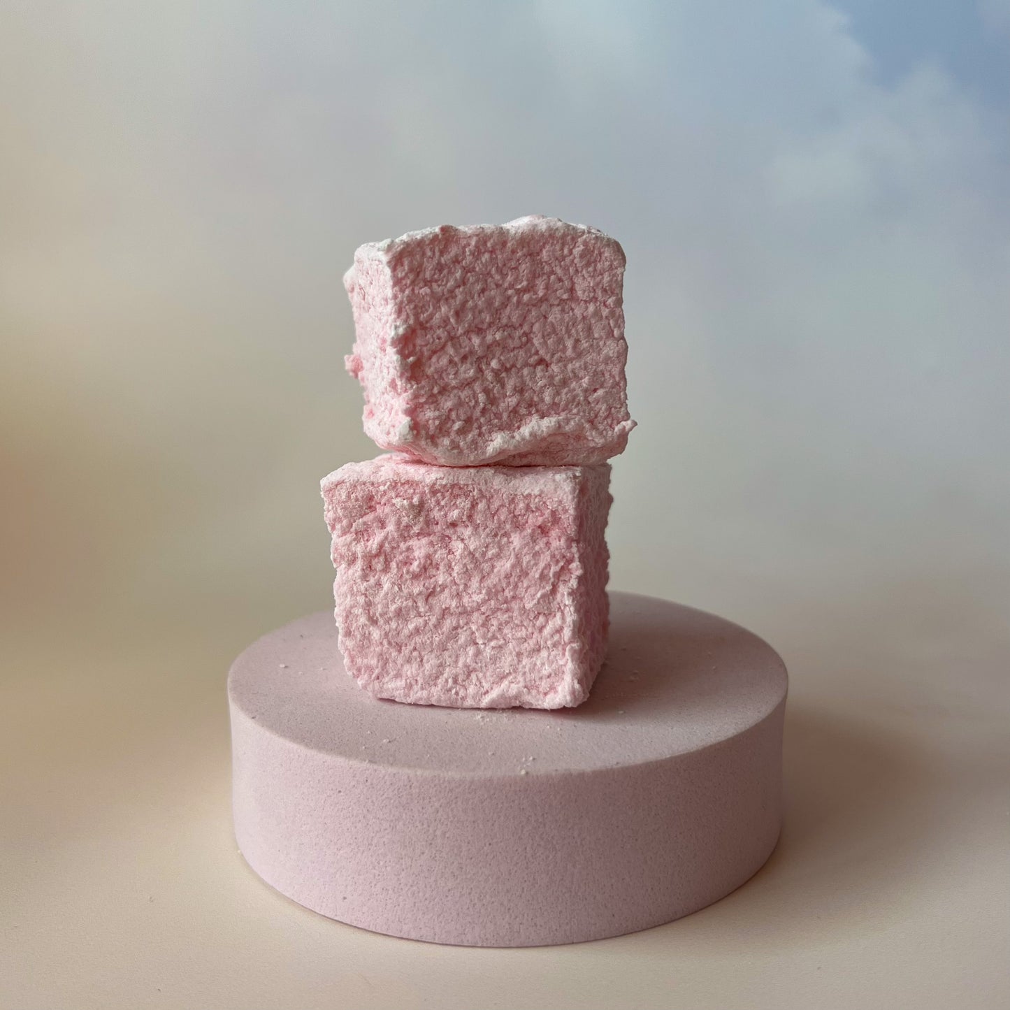 Strawberry flavoured handmade vegan marshmallow