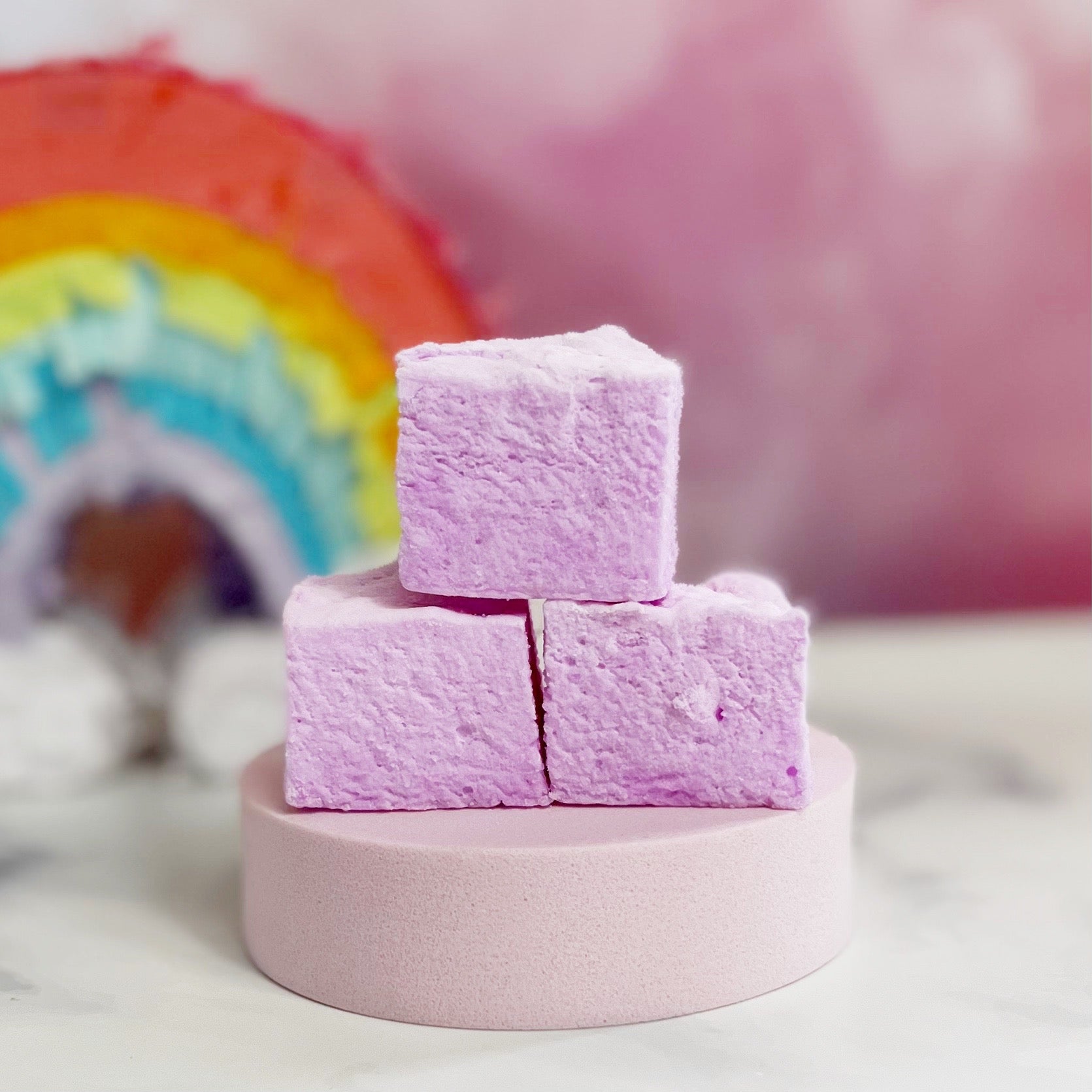 Fairy floss flavoured sugar free marshmallows